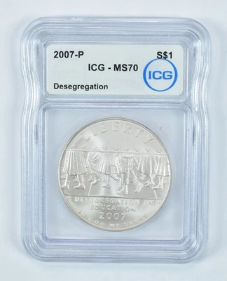 2007-P Desegregation Commemorative Silver Dollar MS70 ICG *7244 - Image 1 of 4