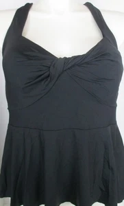 LANDS END Black Twisted Underwire Tankini Swimsuit Top Womens 18W NEW - Picture 1 of 8