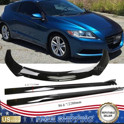 86.6inches Black Side Skirts+4PCS Front Bumper Lip For 2011 Honda CR-Z Foto 1 de 4