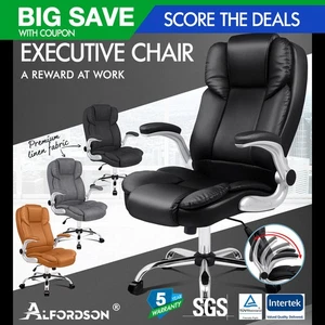 ALFORDSON Office Chair Executive Computer Gaming Leather Seat Racing Tilt - Picture 1 of 47
