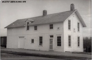 BN Depot Oberlin, KS Kansas Railroad Train Station Depot Postcard RR Tracks - Picture 1 of 2