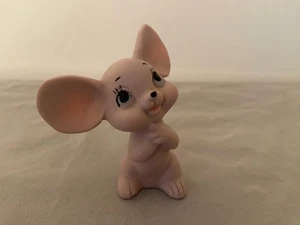 Vintage rosa Porzellan Keramik große Augen Maus Figur Figur Japan Aufkleber - Bild 1 von 6