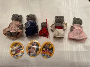 Vintage Sylvanian Families Lot 5 Grey Bear Evergreen Gray Calico Critter Figuren - Bild 1 von 2