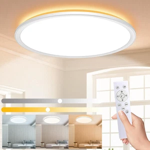 24W Plafoniera LED Soffitto Dimmerabile, 3000LM Lampadario LED Soffitto Con Tele - Foto 1 di 12