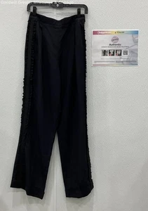 Authentic Vintage Couture Givenchy Women Sz 38 Navy Blue Linen Blend Pants W/COA - Picture 1 of 5