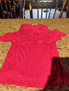Pink Girls Top Cold Shoulder Small - Picture 1 of 1