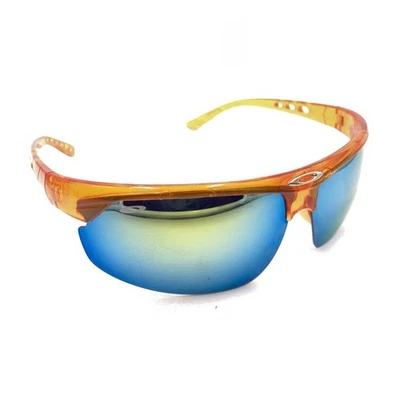 Gafas de sol Oakley naranja envolventes lentes grises espejo EE. UU. Hombres Mujeres Deportes Foto 1 de 4