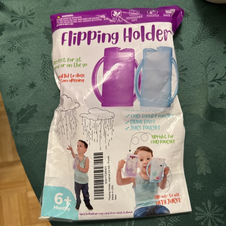 Soporte abatible 2 en 1 soporte para bolsa de alimentos y jugos, púrpura Foto 1 de 3