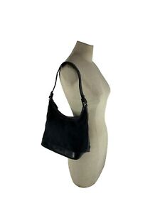 Vintage SALVATORE FERRAGAMO Gancini black canvas and leather shoulder bag logo