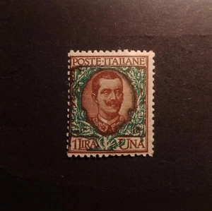 Regno,1901. Serie floreale, valore da 1L. varietà doppia stampa.GI,MNH** S.PERI. - Foto 1 di 4
