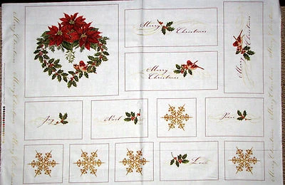 Corona de Copo de Nieve de Navidad Tela de Algodón Maywood Studio Vacaciones 29" x44" PANEL Foto 1 de 2