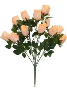Printing Rose Bud Bush 12 Stems 25in Peach - Picture 1 of 1