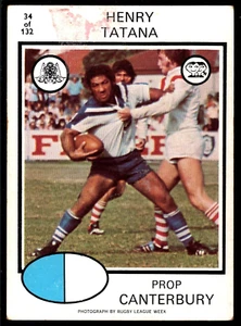 1975 #34 Henry Tatana Canterbury Bulldogs Scanlens rugby league NRL card - Picture 1 of 2