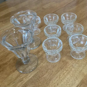 Vintage Ice Cream Sundae Dish (set Of 6) Plus 3 Others Total of 9 . Clear Glass - Picture 1 of 12