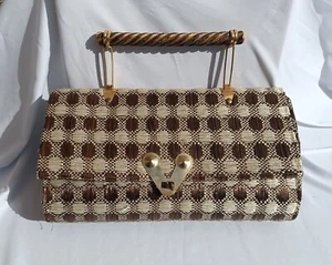 Vintage Damen Handtasche 70er Jahre geflochten - Farbe: Beige-Braun - Bild 1 von 5