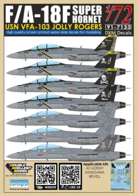 DXM decal 1/72 USN F/A-18F Super Hornet VFA-103 Jolly Rogers - Image 1 of 3