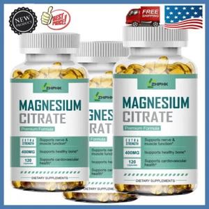 3×120pcs Magnesium Citrate High Absorption - Constipation Relief & Nerve Health - Picture 1 of 9