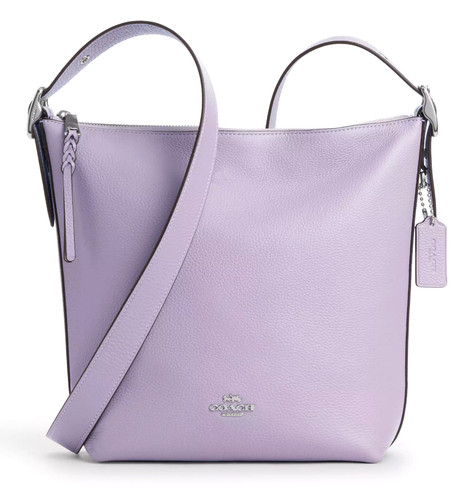 ?Borsa a tracolla tracolla Coach Val Duffle C2818 pelle lilla viola ciottoli nuova con etichetta