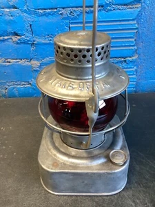 DIETZ 8 TAGE BUNDESSTAAT PA. (PENNSYLVANIA) QUADRATISCHER SOCKEL RR STIL LATERNE MIT ROTEM GLOBUS - Bild 1 von 18