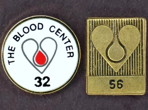C1980s Vintage Blood Center Donation Award Enamel Lapel Pin LOT 32 & 56 Pints - Picture 1 of 4