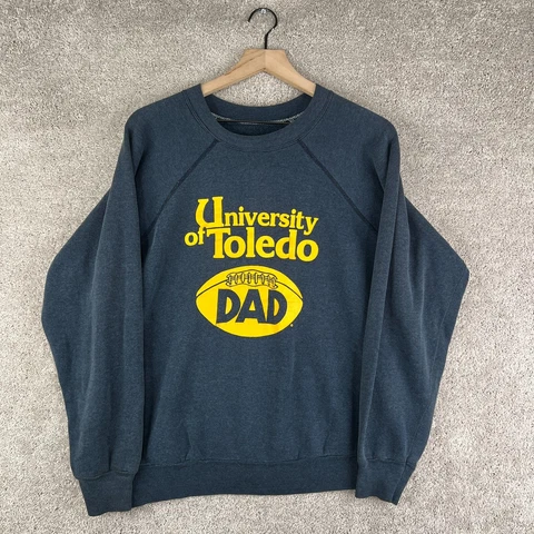 VINTAGE University Of Toledo Sweatshirt Mens Large Blue Crewneck 80s Dad Graphic Cover