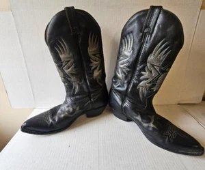 Boulet Cowboy Western Biker Stiefel Herren Gr. 9 D schwarz Leder KANADA KOSTENLOSER VERSAND - Bild 1 von 8