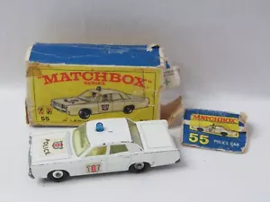 Coche de policía Mercury Matchbox #55 1968 vintage con caja original - Imagen 1 de 9