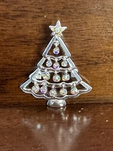Vintage Brooch Christmas Tree KC Collectible Pin Costume Jewelry Rhinestones - Picture 1 of 3