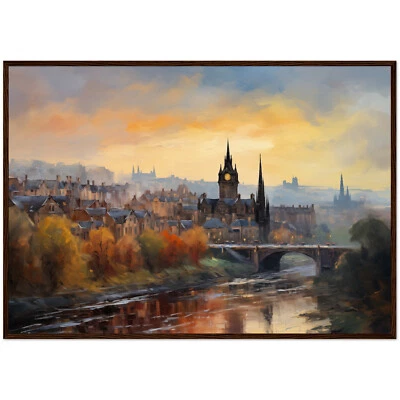 Edinburgh Sunset Painting Scotland Art Print Edinburgh Skyline Art Wall Decor - Image 1 of 4
