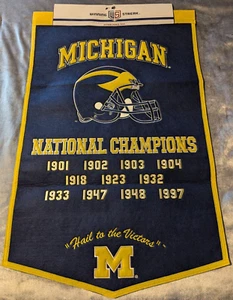 Michigan University Wolverines Football Dynasty 24x36 Wool Banner Winning Streak - Picture 1 of 7