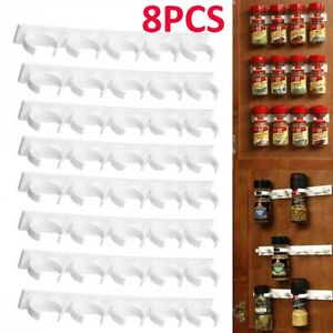 8pcs Spice Organizer Rack Herb Holder Wall Mounted Clip Kitchen Gripper Storage