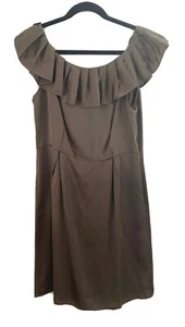 Banana Republic bronzegrün Seide ärmellos Midikleid 12P Schulterfrei Falten - Bild 1 von 9