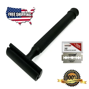 WET (BEARD) CUT THROAT DOUBLE EDGE SAFETY RAZOR FOR MEN + 10 SHAVING BLADES FREE - Picture 1 of 3