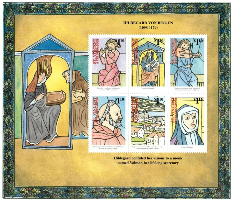 San Vicente 1998 SC# 2655 Profeta Hildegarda de Bingen - Hoja de 6 estampillas - MNH Foto 1 de 1