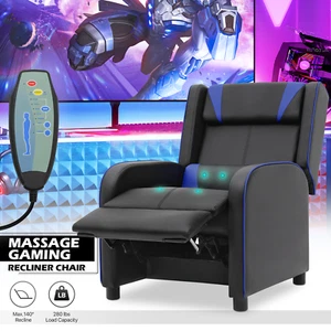 Electric Massage Reclinable Chair PU Leather Seat Single Sofa w/5 Mode Vibration - Picture 1 of 14