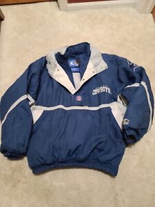 Vintage 90s Mens NFL Dallas Cowboys Puffer Starter Jacket Sz XL Pullover 1/4 ZIP