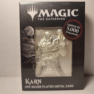 Magic The Gathering Karn Silver Plated Metal Card Ingot Official MTG Figurine - Image 1 of 4