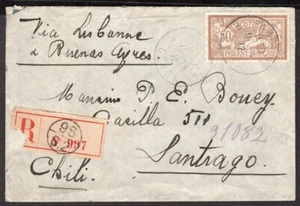 141 FRANCIA A CHILE CUBIERTA REGISTRADA 1912 MERSON PARIS - SANTIAGO - Imagen 1 de 2