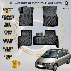 Alfombrillas forros para Renault Scenic 2 2003-2009 alfombras 3D de alta resistencia para todo tipo de clima - Imagen 1 de 9