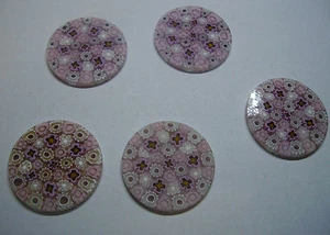  1 MURRINA MILLEFIORI VENEZIANE MOSAICO COLORATA TONDA 26 mm. Rosa Murrine Glass - Imagen 1 de 1