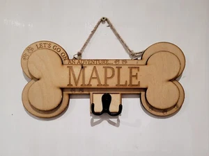 Personalised Dog Bone Shaped Lead Hanger/Hook | Dog Lead Holder Bone Print gift - Picture 1 of 1