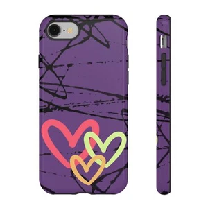 Hearts on Purple & Black Tough Handyhülle für iPhone, Samsung Galaxy, Goog Pixel - Bild 1 von 285