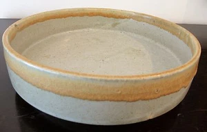 Stoneware Medium Brown Drip Glaze and Beige Large Heavy Platter 9.5"D x 2 3/4 H - Imagen 1 de 9