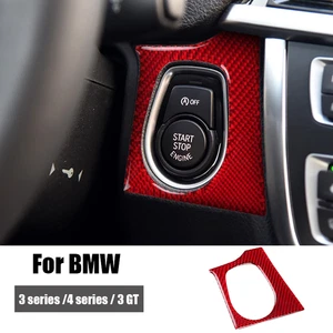 Red Carbon Fiber Car Start Stop Button Frame Trim Sticker For Bmw 3 4 GT F30 F34 - Imagen 1 de 7