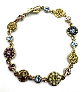 gold tone multi color gem braclet 8” - Picture 1 of 2
