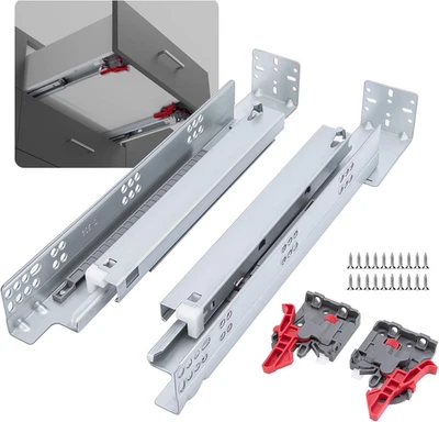 Undermount Soft Close Drawer Slides 21 Inch Hidden Bottom Mount Full Extension C - Image 1 of 4