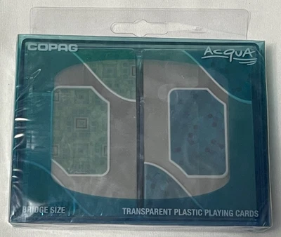 Copag Acqua Bridge Size Transparent Plastic Playing Cards with 2 Dealer Chips - Image 1 of 3