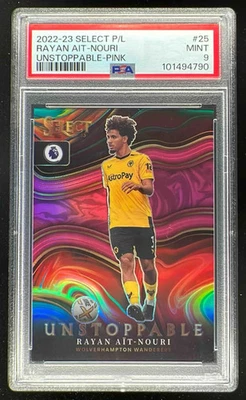 Select Premier League Unstoppable Pink 2022 #25 Rayan Ait-Nouri RC/25 PSA 9 Foto 1 de 2