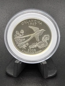 2008-S Oklahoma State 90% Silver Washington Quarter Proof - See Scans - Picture 1 of 3