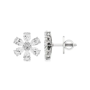 IGI Certified nanct Lab Grown Diamond Stud Prong Earrings in 14k White Gold - Picture 1 of 13